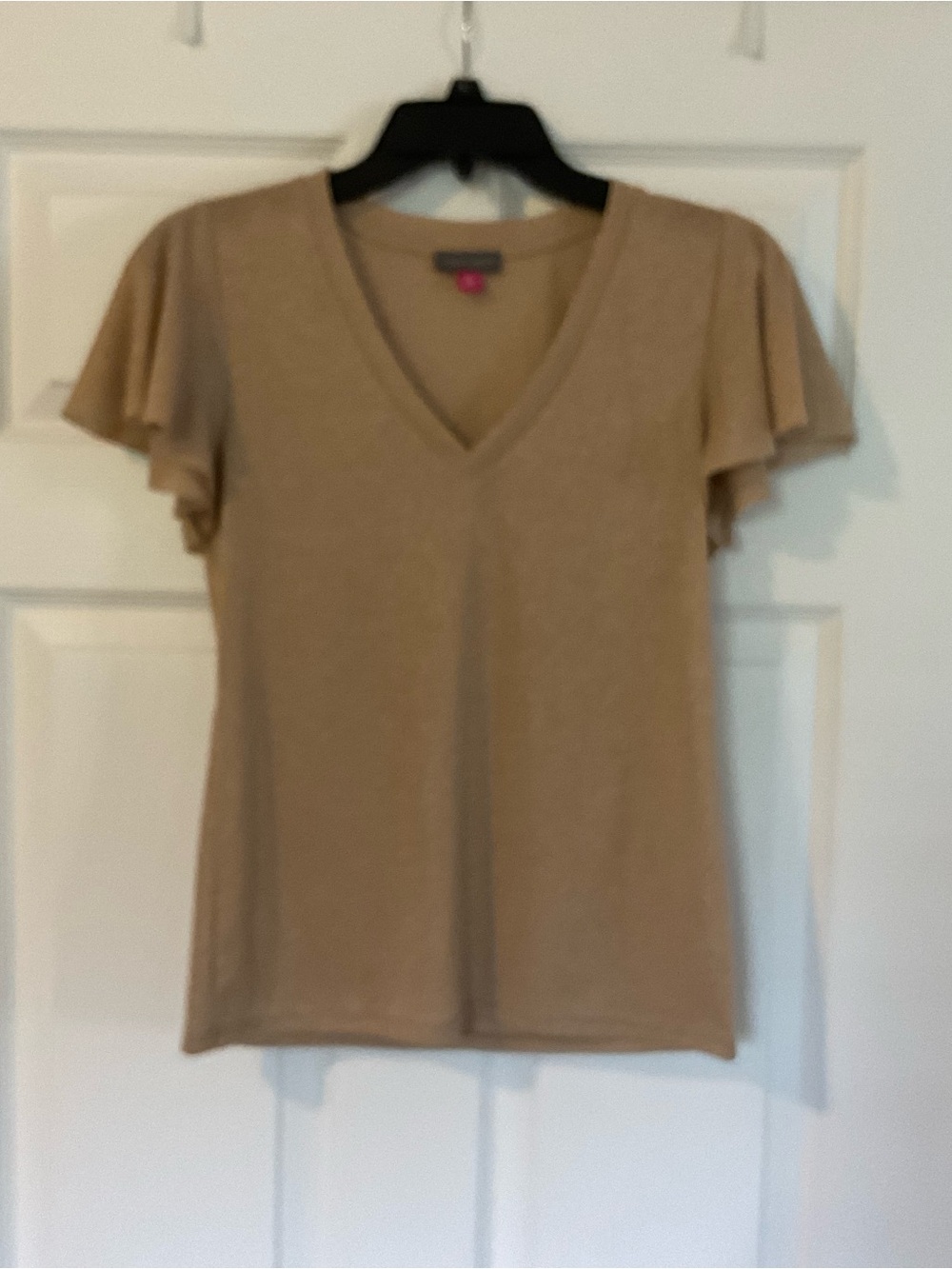V-Neck Flutter Sleeve Women’s  Gold Top